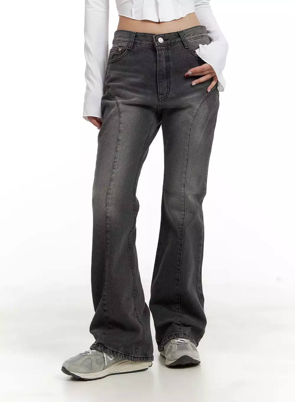 Front Seam Slim Bootcut Jeans CA415