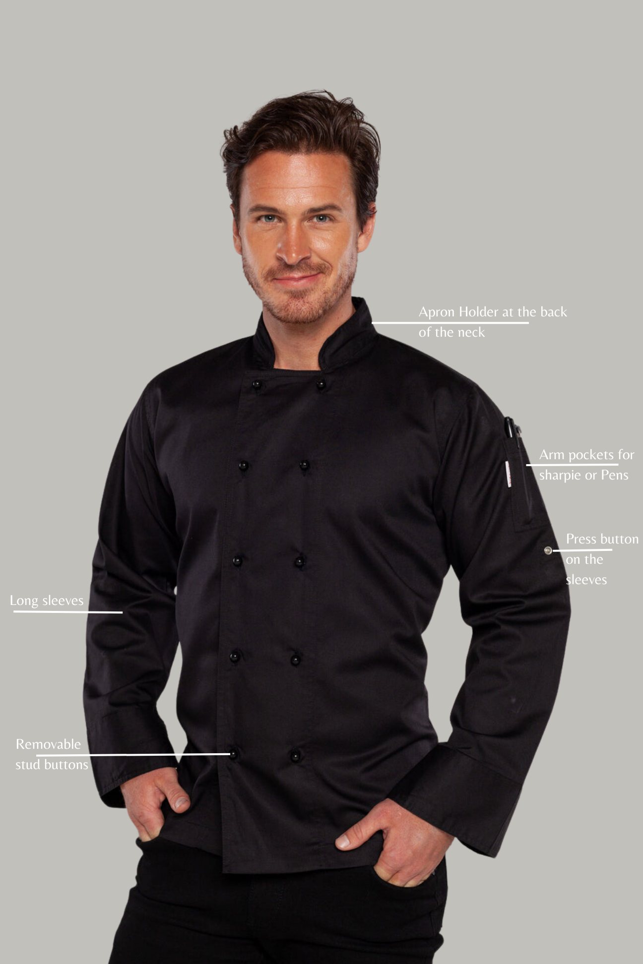 Generic Black Chef jackets Long sleeve