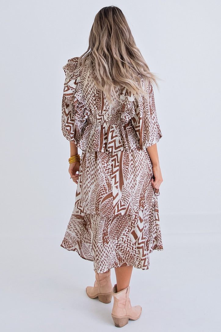 Geometric Tribal Midi Dress