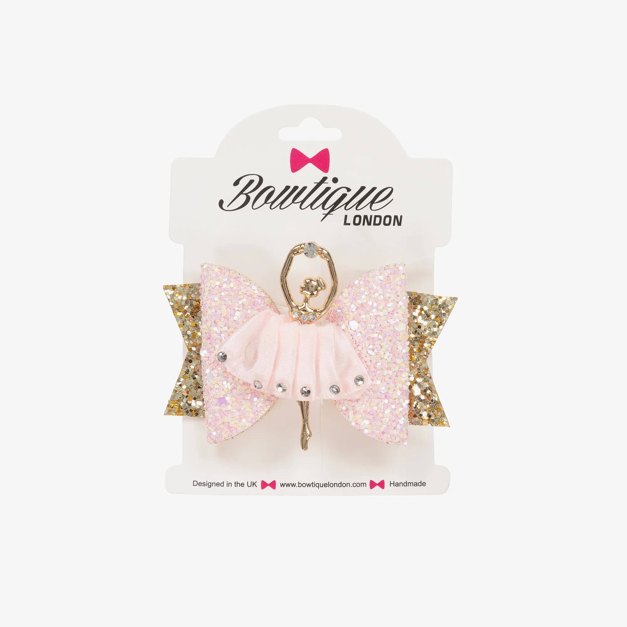 Girls Pink & Gold Ballerina Hair Clip (8cm)