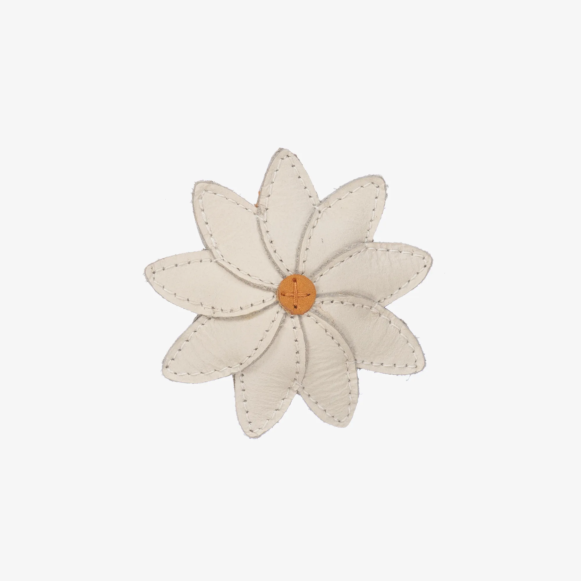 Girls White Leather Daisy Hair Clip (6cm)