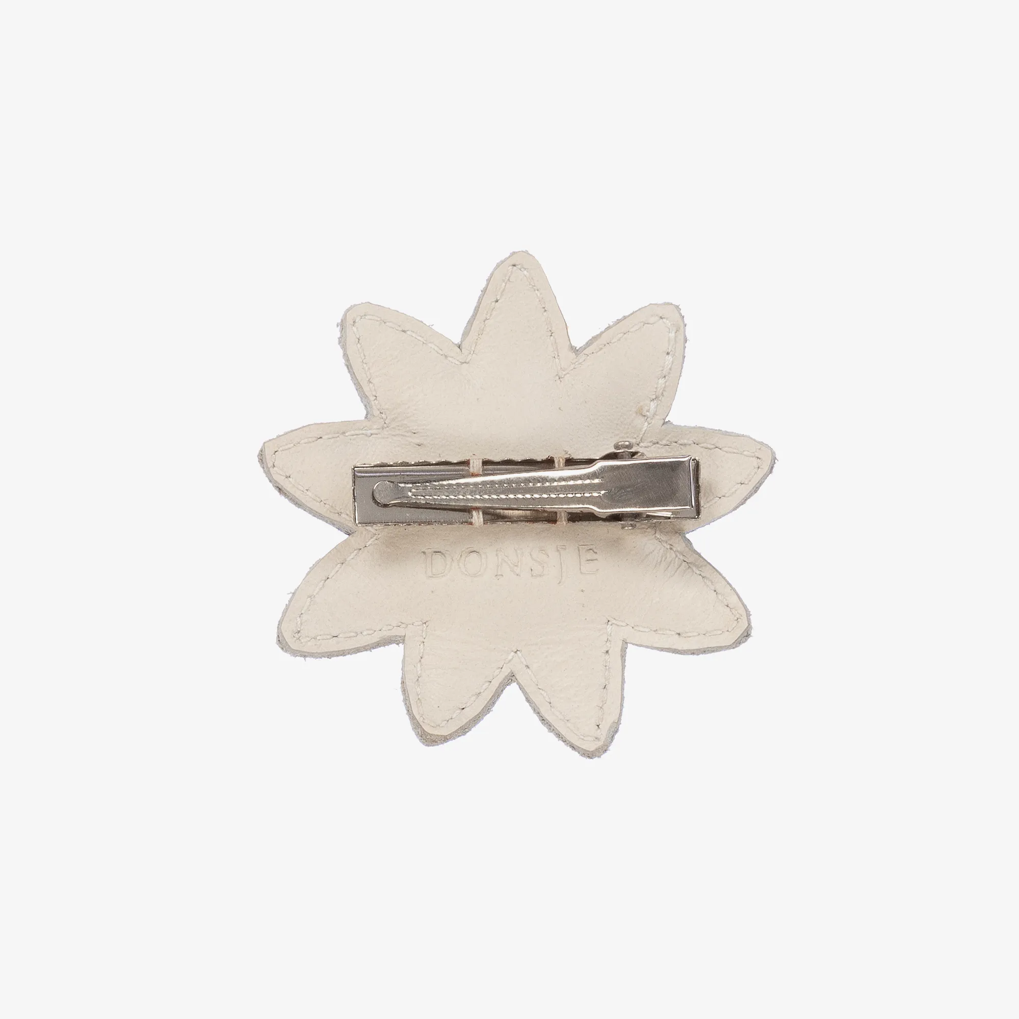 Girls White Leather Daisy Hair Clip (6cm)