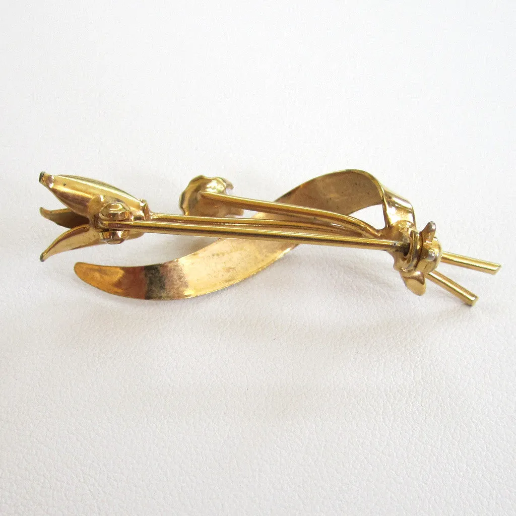 Gold-Tone Freshwater Pearl Tulip Brooch/Pin