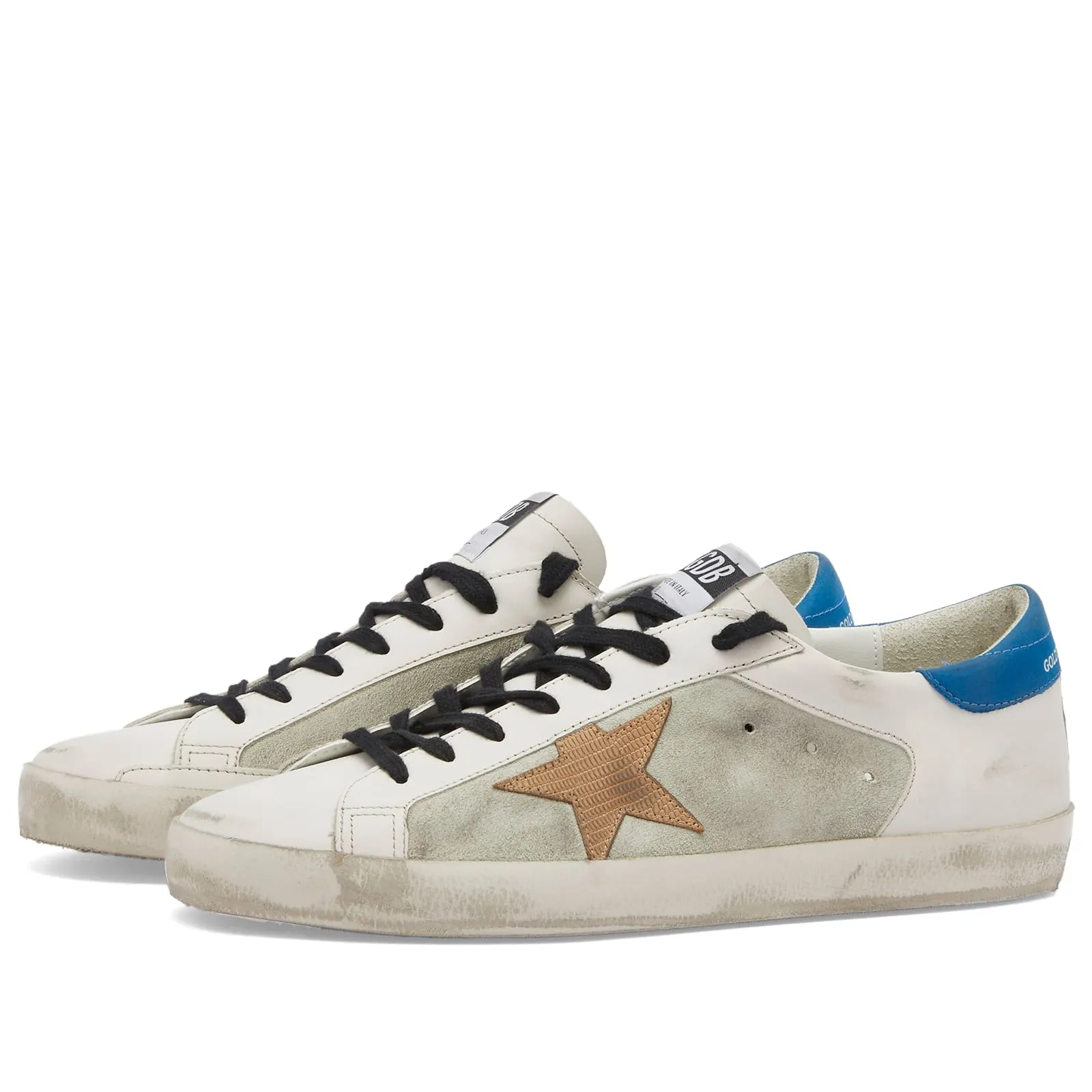 GOLDEN GOOSE Super-Star homme avec étoile en daim et contrefort bleu