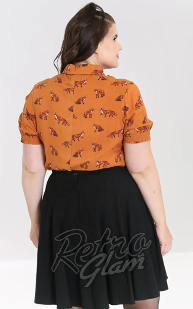 Hell Bunny Vixey Blouse in Brown