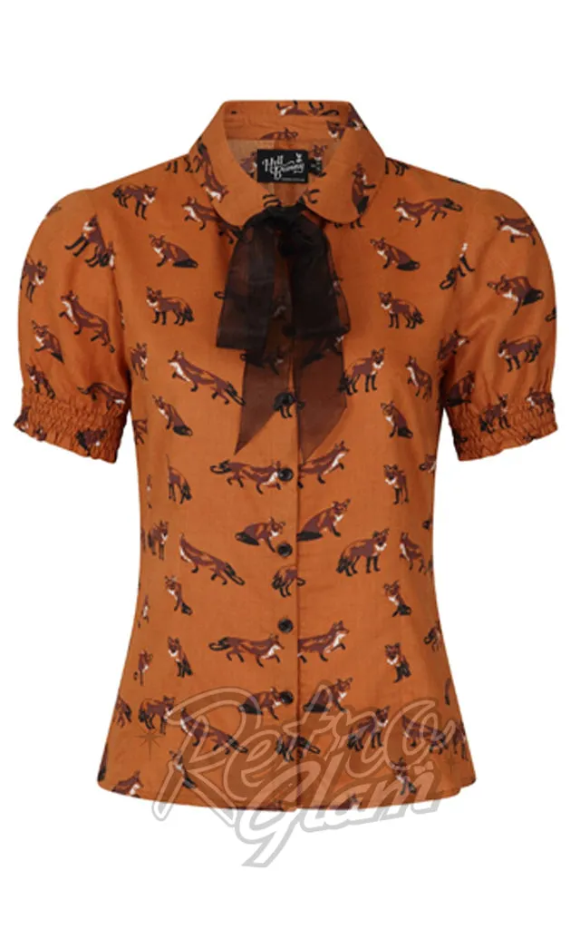 Hell Bunny Vixey Blouse in Brown