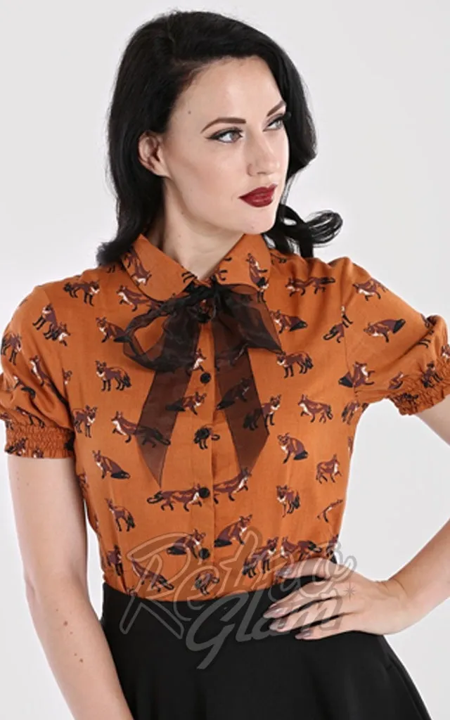 Hell Bunny Vixey Blouse in Brown