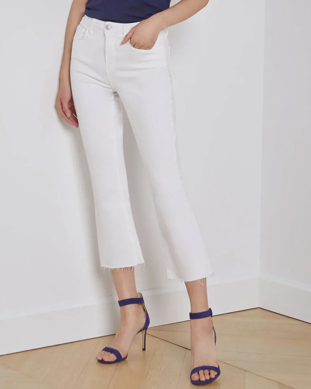 High Rise Kendra Crop Flare Jean in Blanc