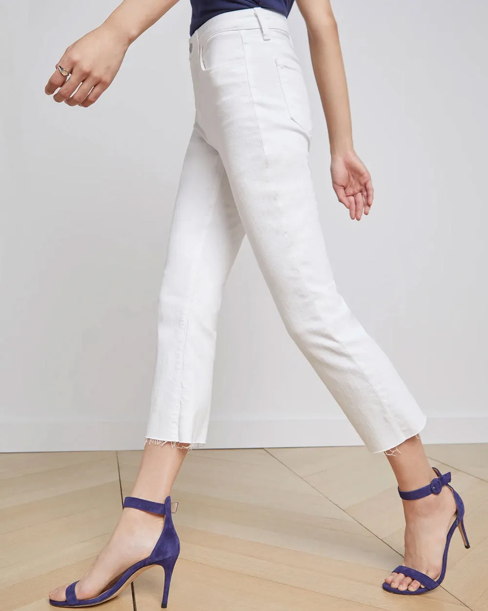 High Rise Kendra Crop Flare Jean in Blanc