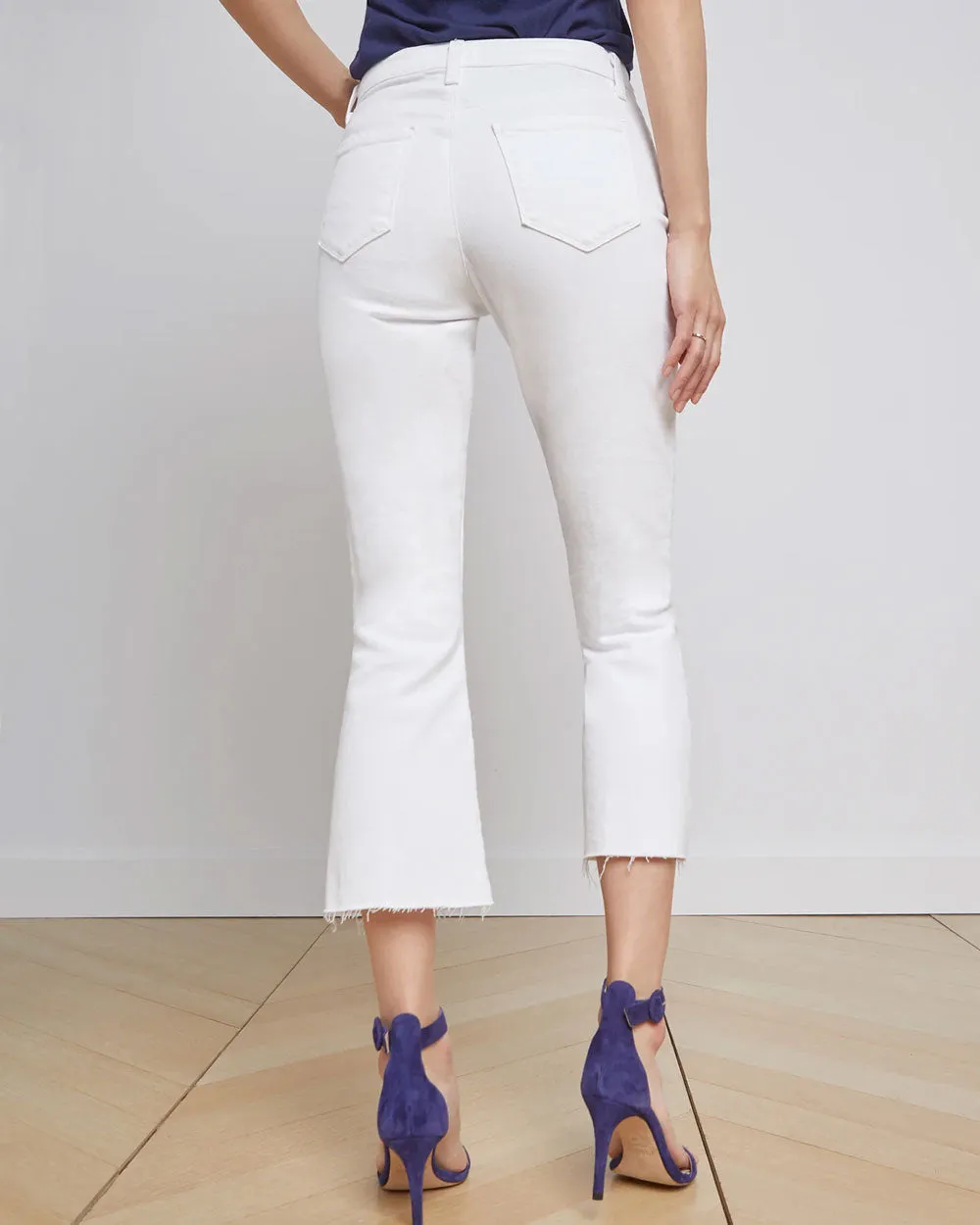 High Rise Kendra Crop Flare Jean in Blanc