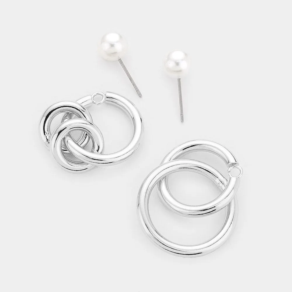 iLLASPARKZ Open Circle Link Pearl Earrings