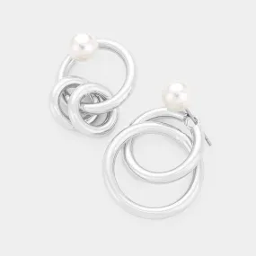 iLLASPARKZ Open Circle Link Pearl Earrings