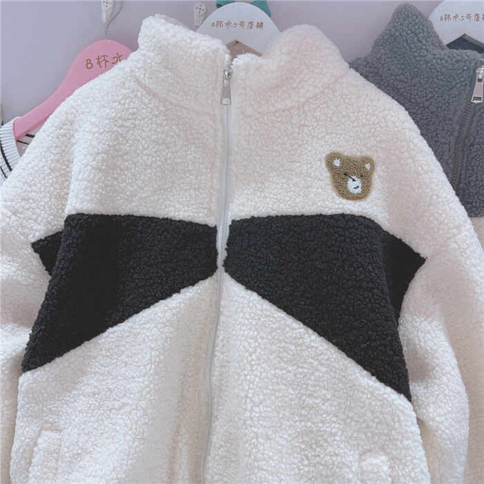 Imitation lamb wool Plush thickened coat by24902