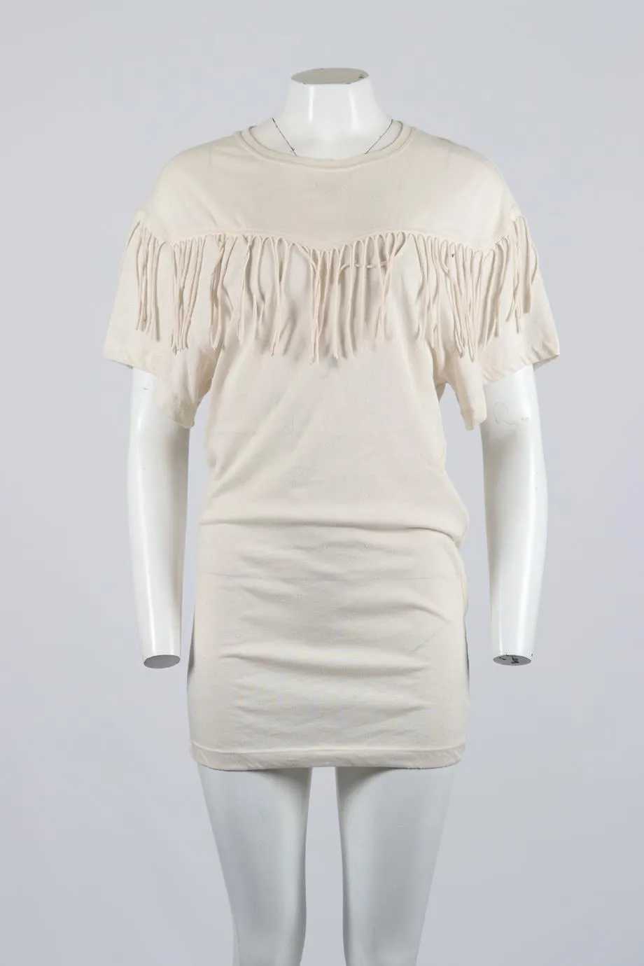 IRO JEANS FRINGED COTT BLEND MINI DRESS SMALL