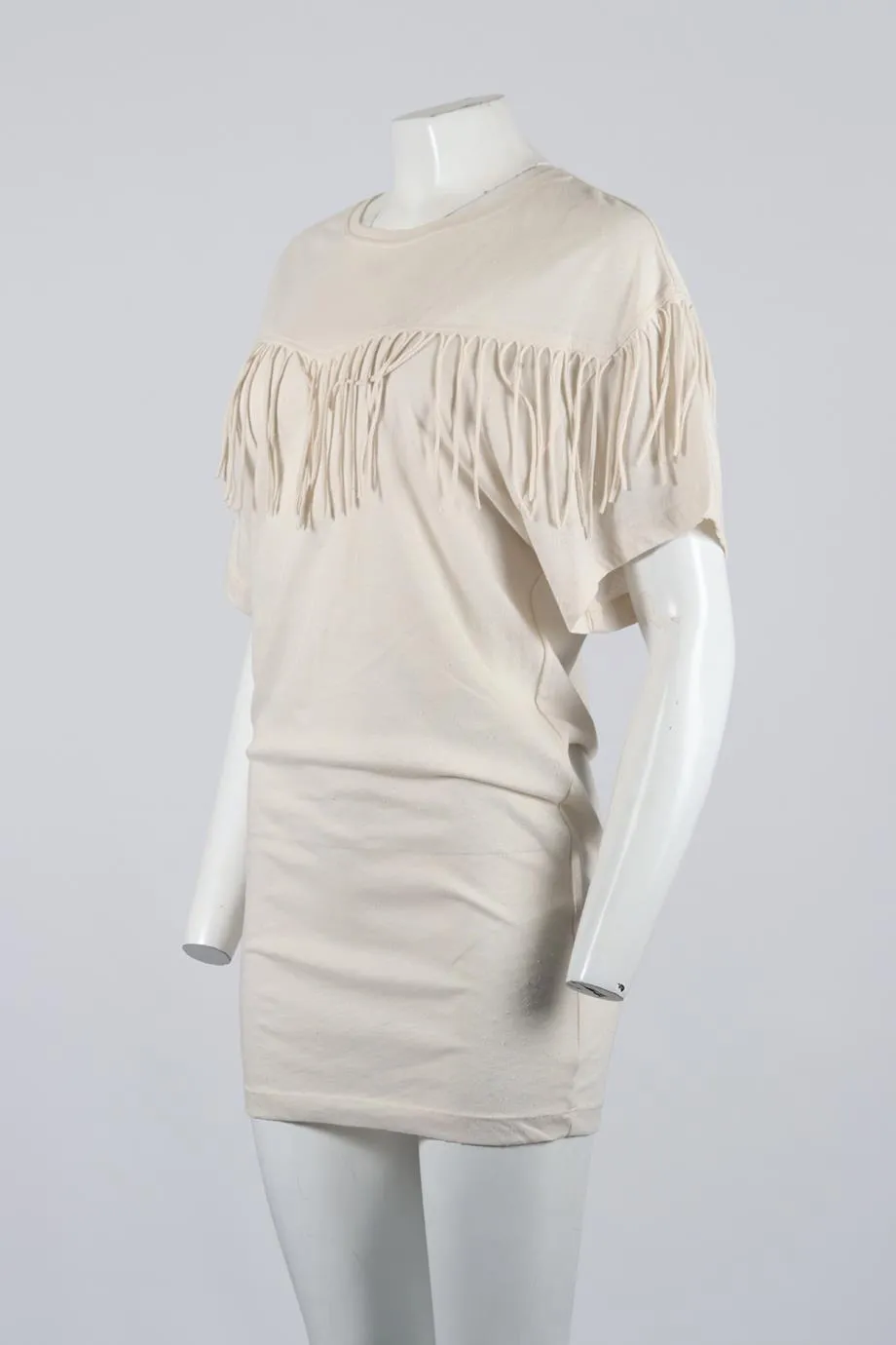 IRO JEANS FRINGED COTT BLEND MINI DRESS SMALL