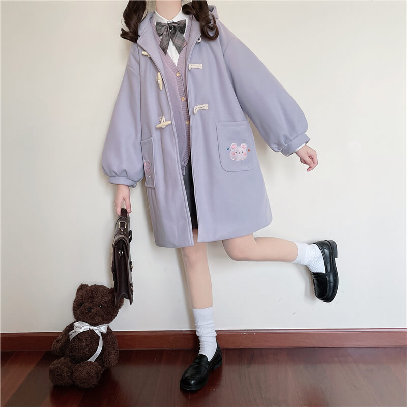 Japanese cute medium and long wool coat BY900021