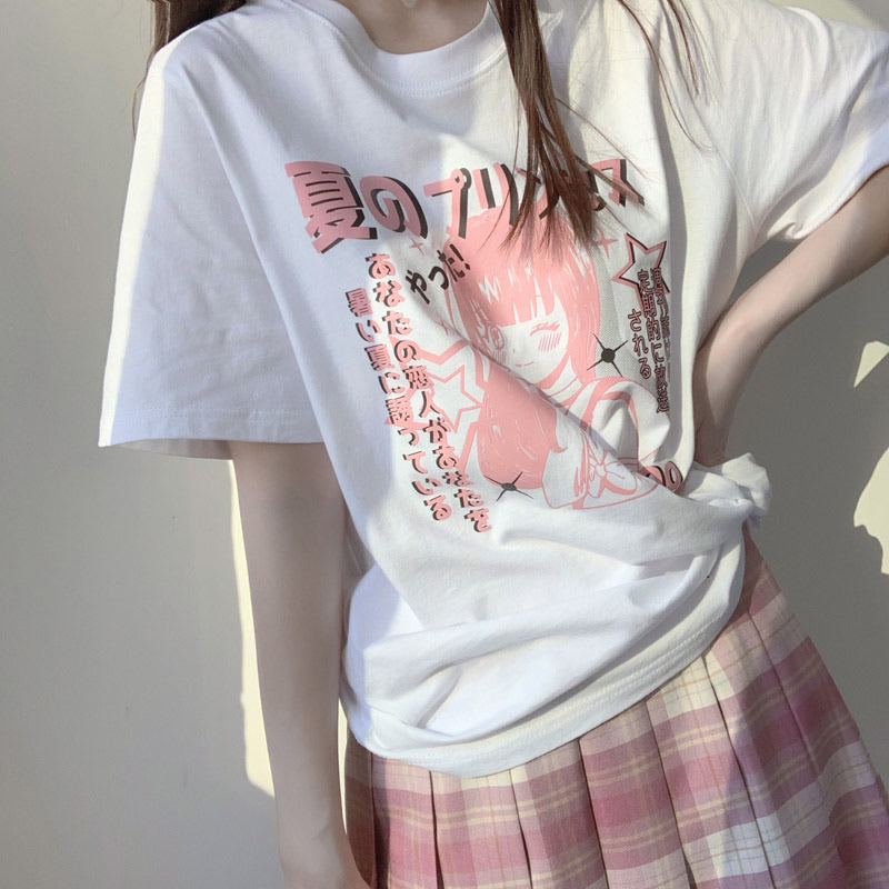 JAPANESE CUTE SOFTGIRL PRINTING OVERSIZE T-SHIRT BY50070