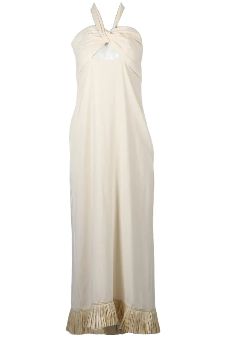 JOHANNA ORTIZ FRINGED CREPE MAXI DRESS US 8 UK 12