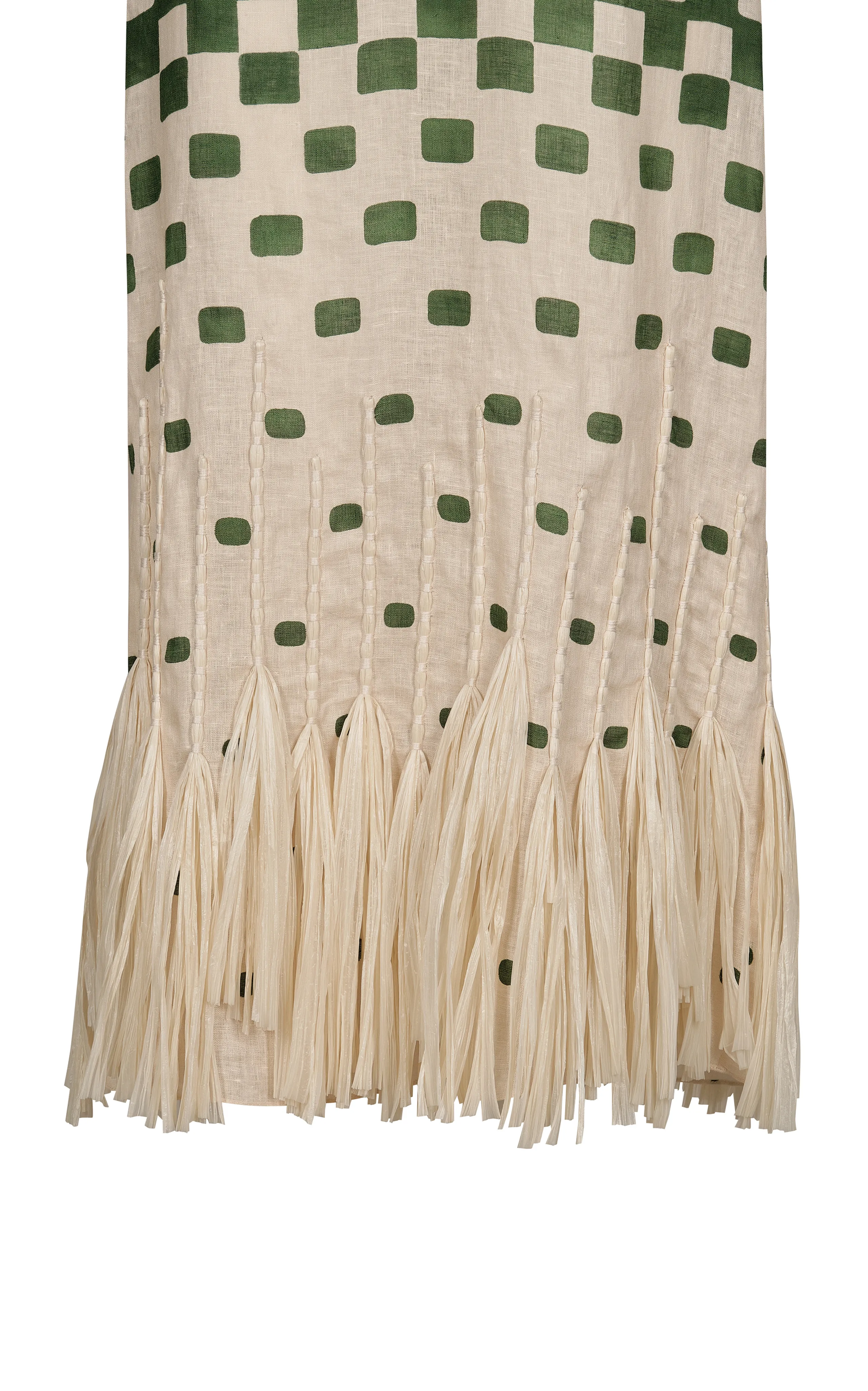 Johanna Ortiz Pradera Geométrica Fringed Linen Midi Dress