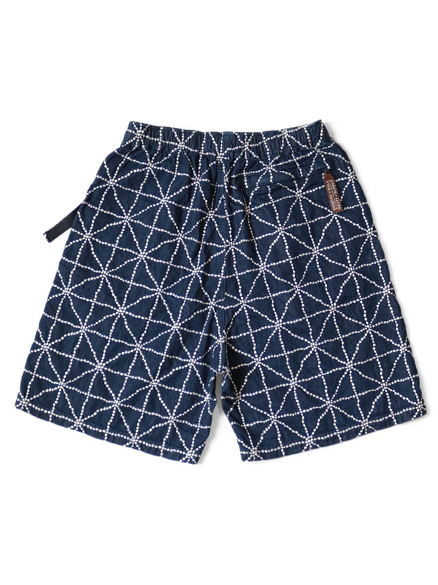 Kapital 8oz denim FOLK-DOJO embroidered easy shorts pants