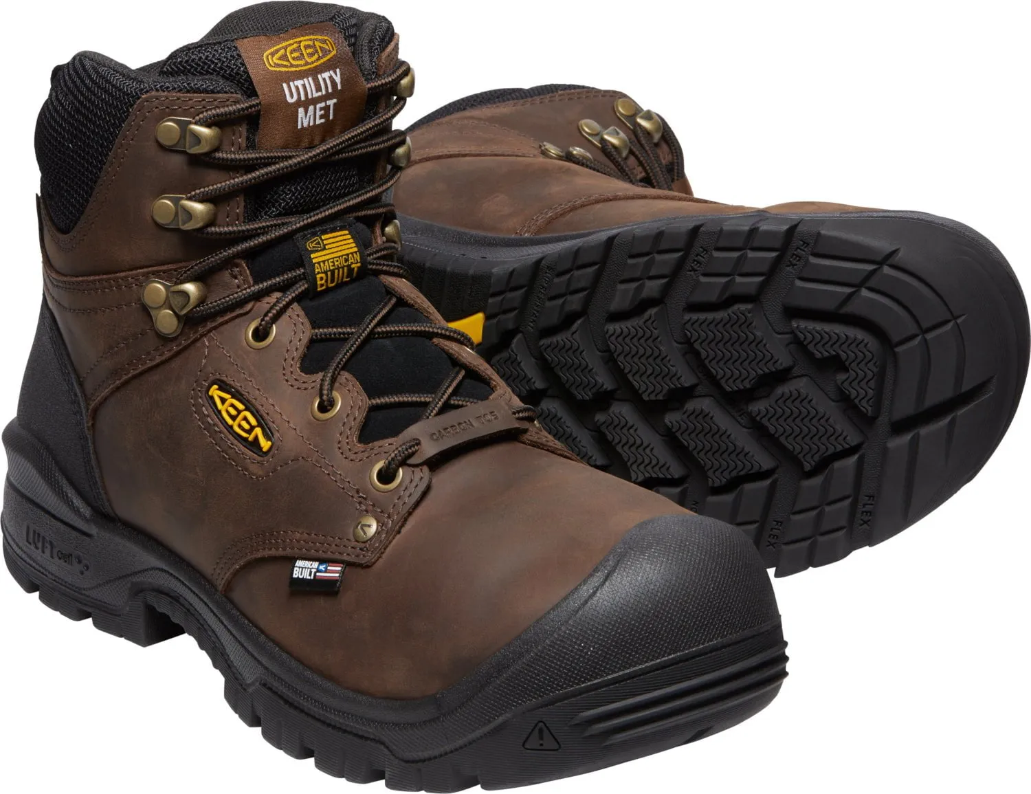 Keen Utility Mens Independence 6in Int Met Dark Earth/Black Leather Work Boots