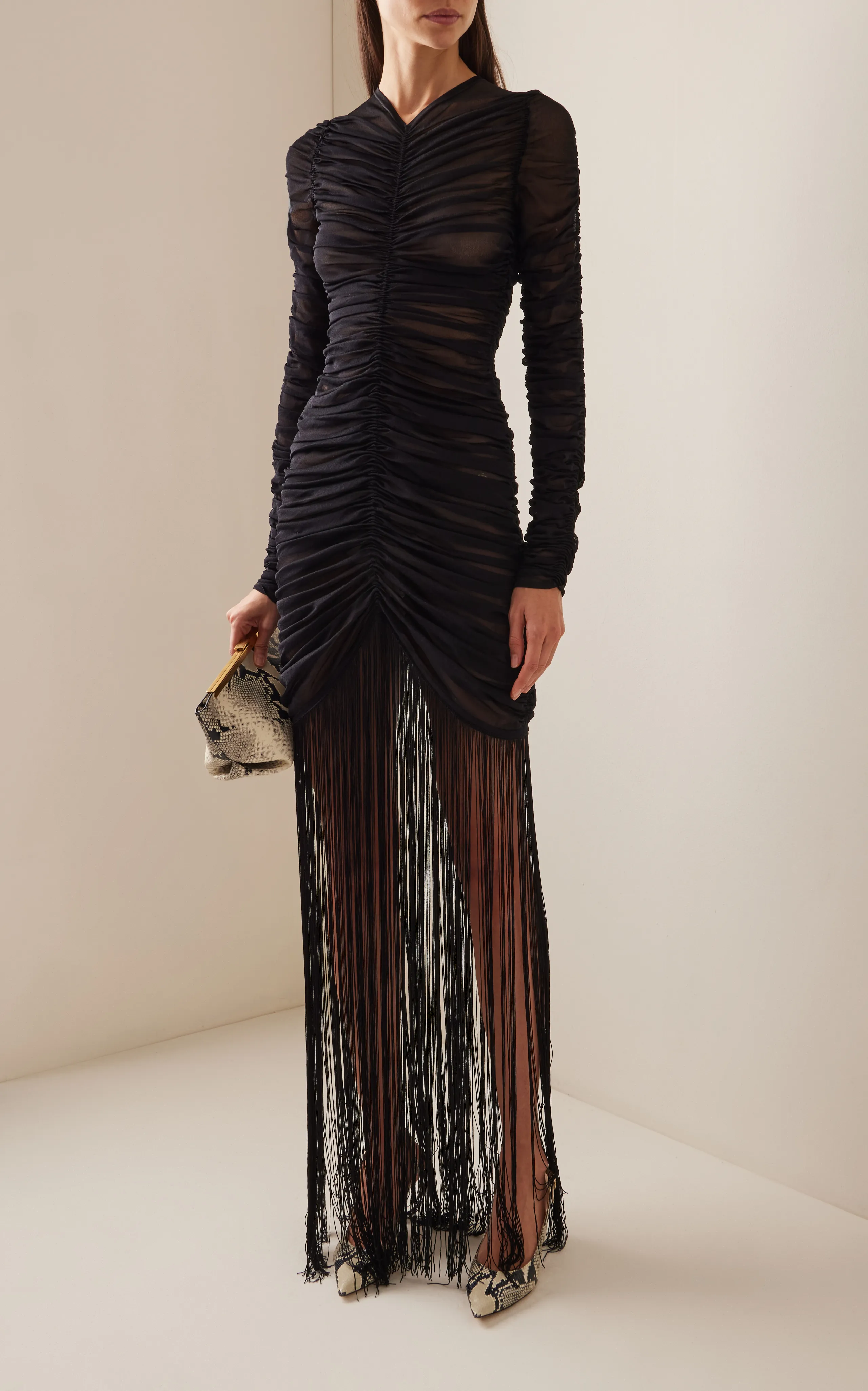 Khaite Guisa Fringed Silk-Blend Maxi Dress