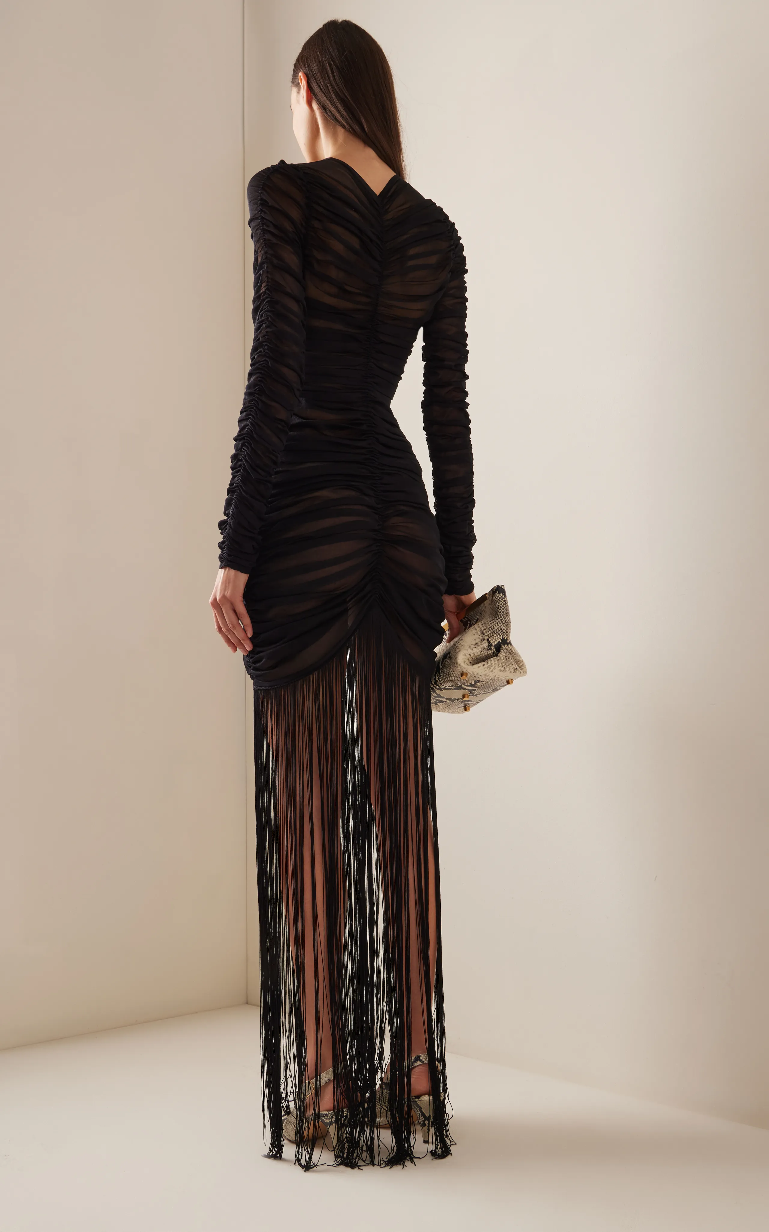 Khaite Guisa Fringed Silk-Blend Maxi Dress