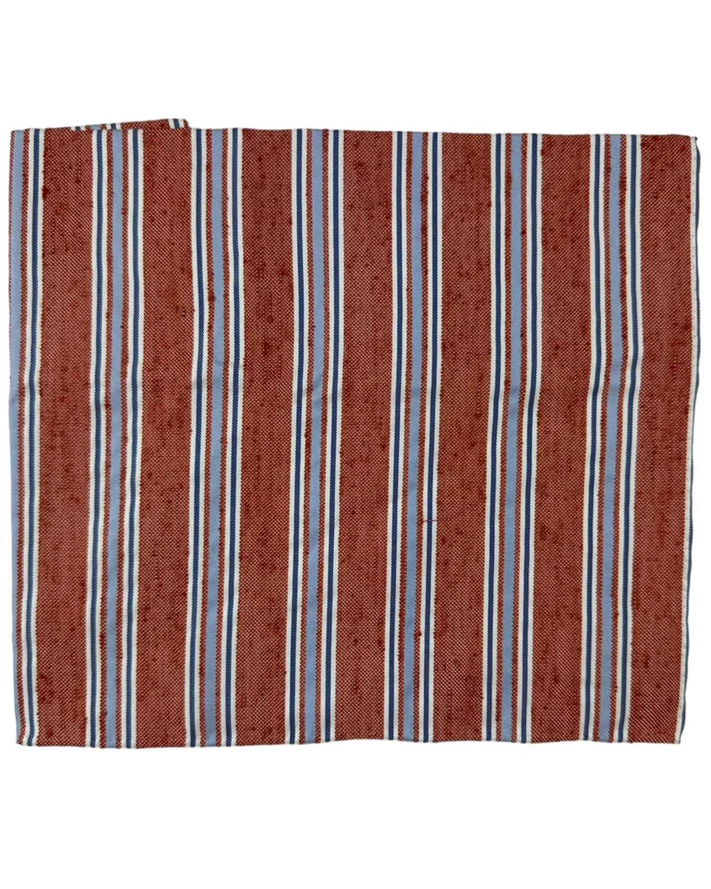 Kiton Silk Cotton Pocket Square Maroon Blue Stripes FINAL SALE