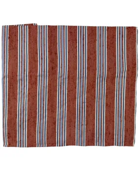 Kiton Silk Cotton Pocket Square Maroon Blue Stripes FINAL SALE