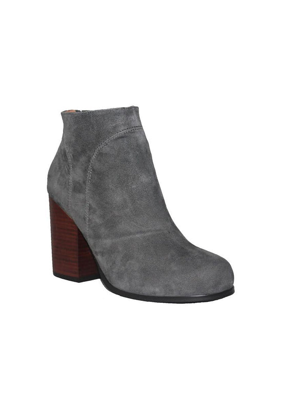 Kixters Chelsea - Grey Suede Side Zip Block Heel Short Boot