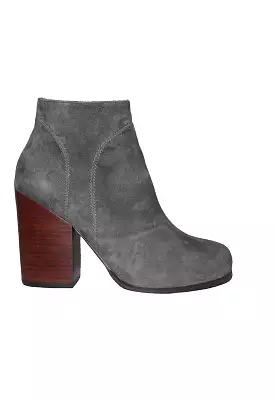 Kixters Chelsea - Grey Suede Side Zip Block Heel Short Boot