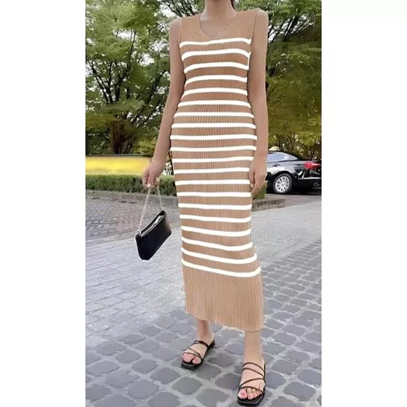 Knitted V-Neck  Sleeveless Dress