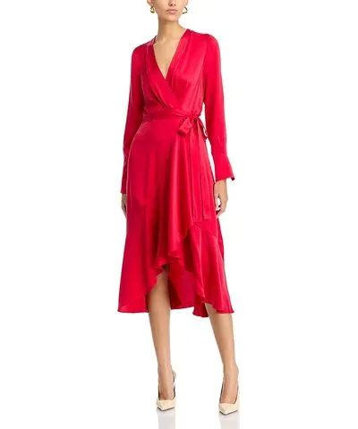 Kobi Halperin Victoria Tie Waist Long Sleeve Midi Dress