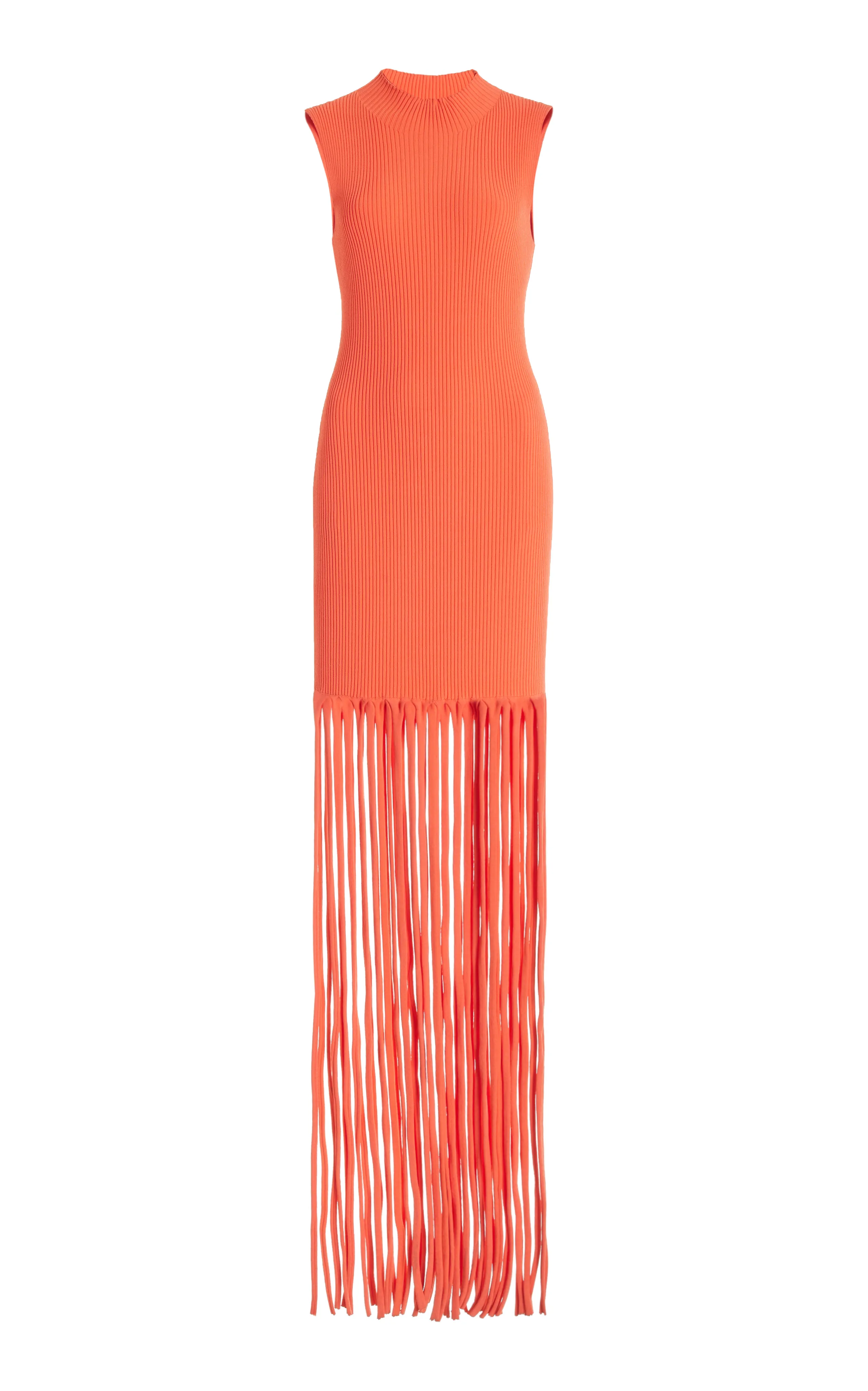 LAPOINTE Fringed Knit Maxi Dress