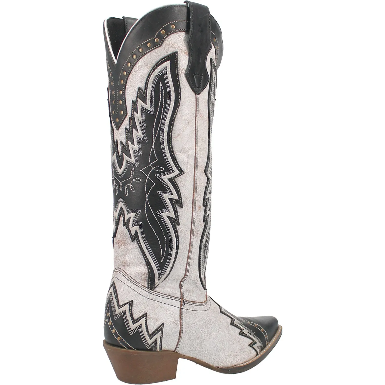 Laredo Womens Shawnee White/Black Leather Cowboy Boots 6.5 M