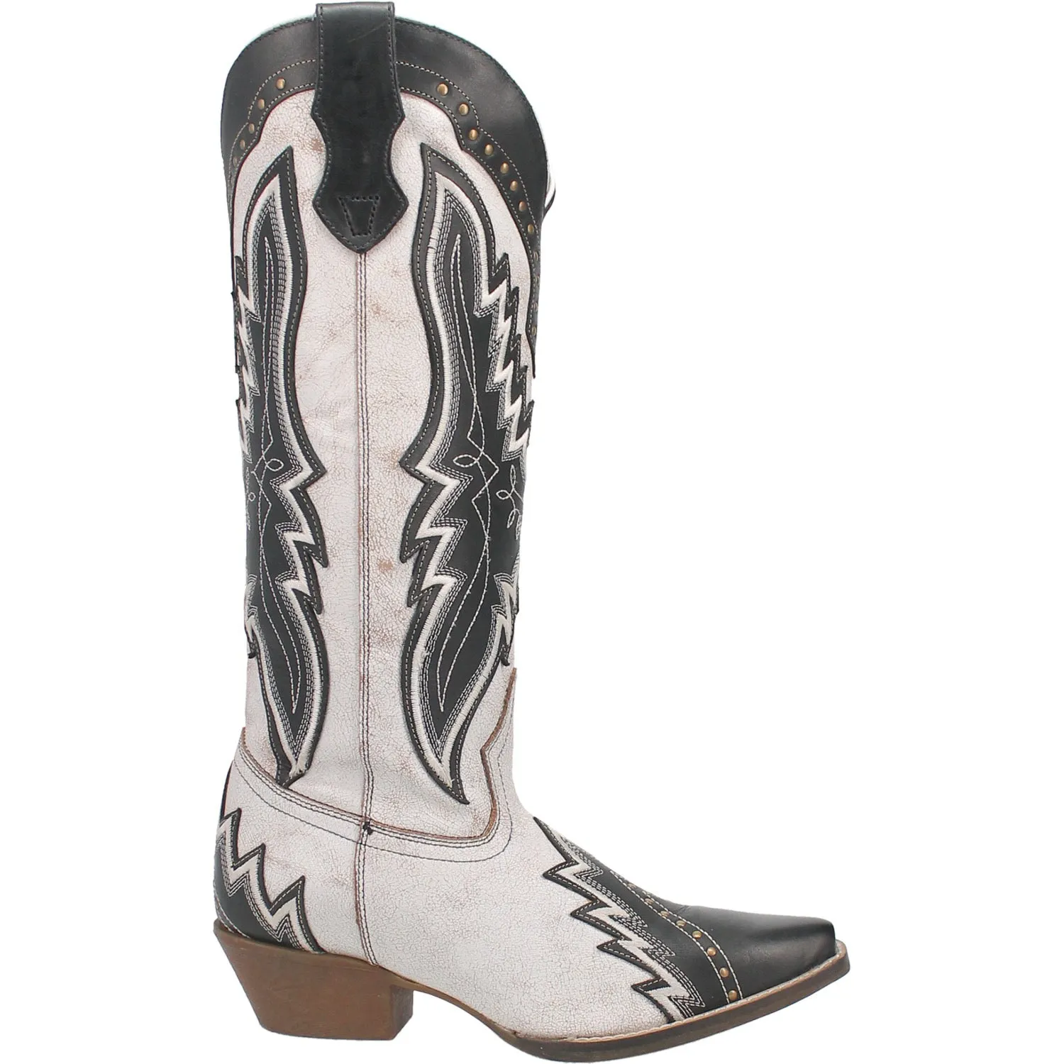 Laredo Womens Shawnee White/Black Leather Cowboy Boots 6.5 M