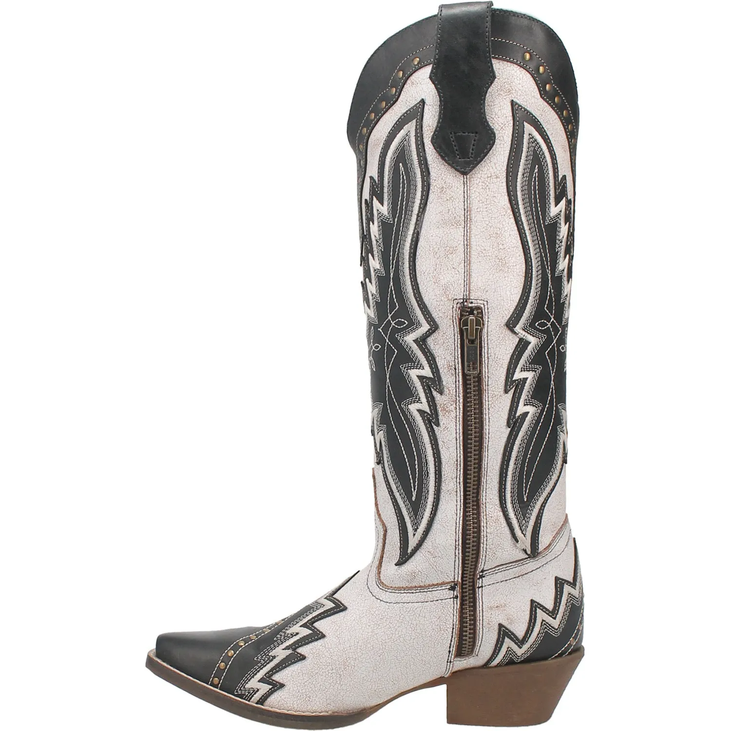 Laredo Womens Shawnee White/Black Leather Cowboy Boots 6.5 M