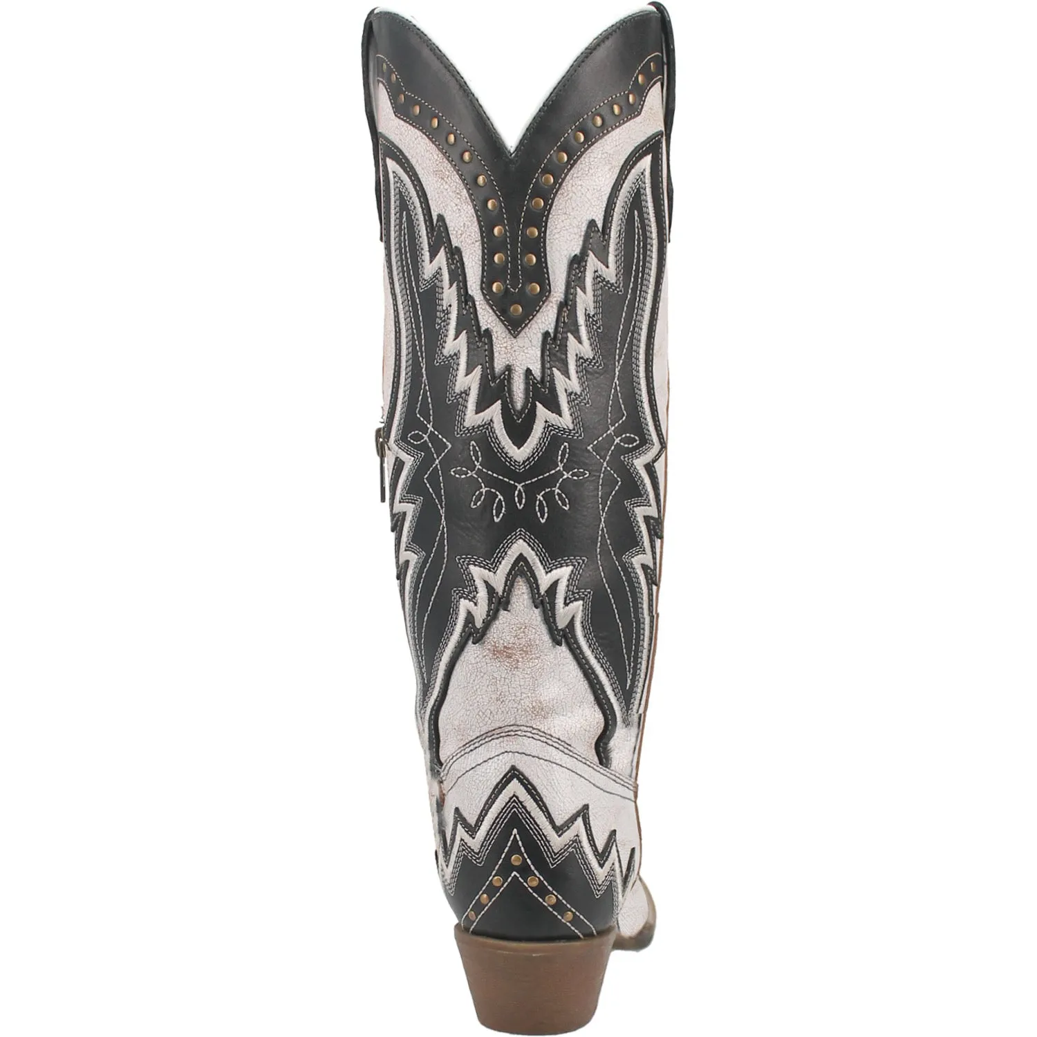 Laredo Womens Shawnee White/Black Leather Cowboy Boots 6.5 M