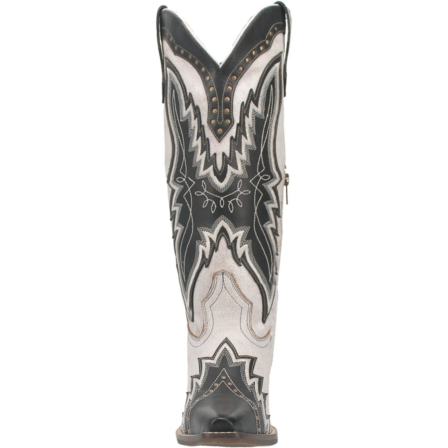 Laredo Womens Shawnee White/Black Leather Cowboy Boots 6.5 M