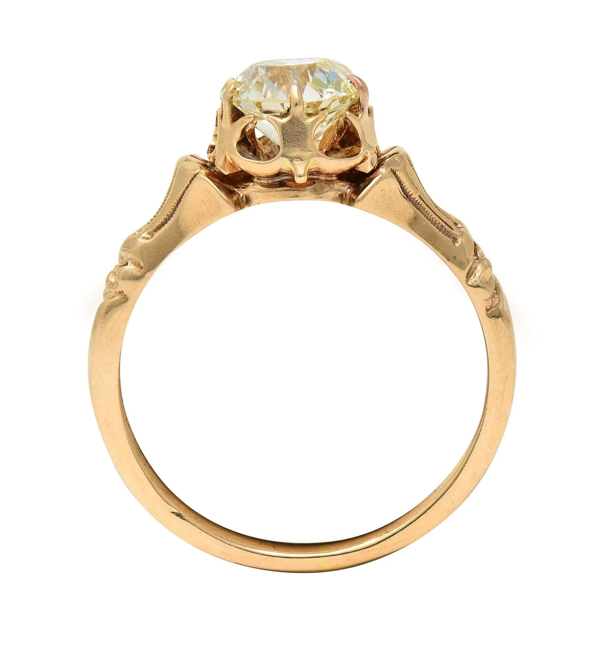 Late Victorian 1.12 CTW Old European Diamond 14 Karat Gold Solitaire Antique Engagement Ring GIA