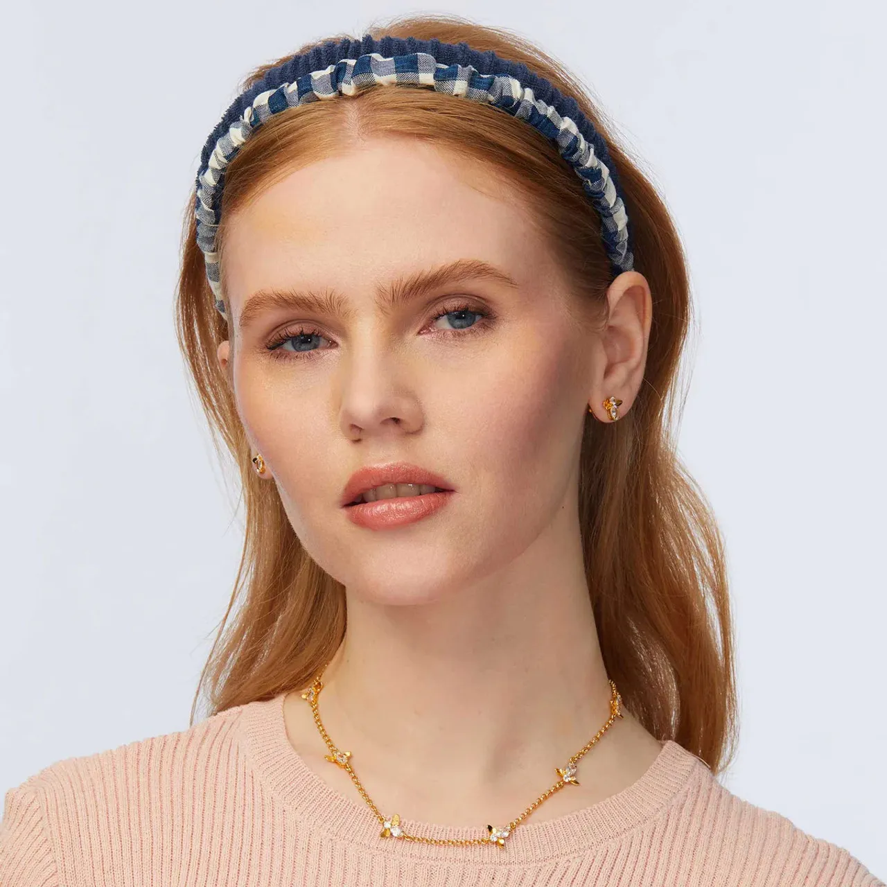 Lele Sadoughi Jessie Gingham Headband, Navy