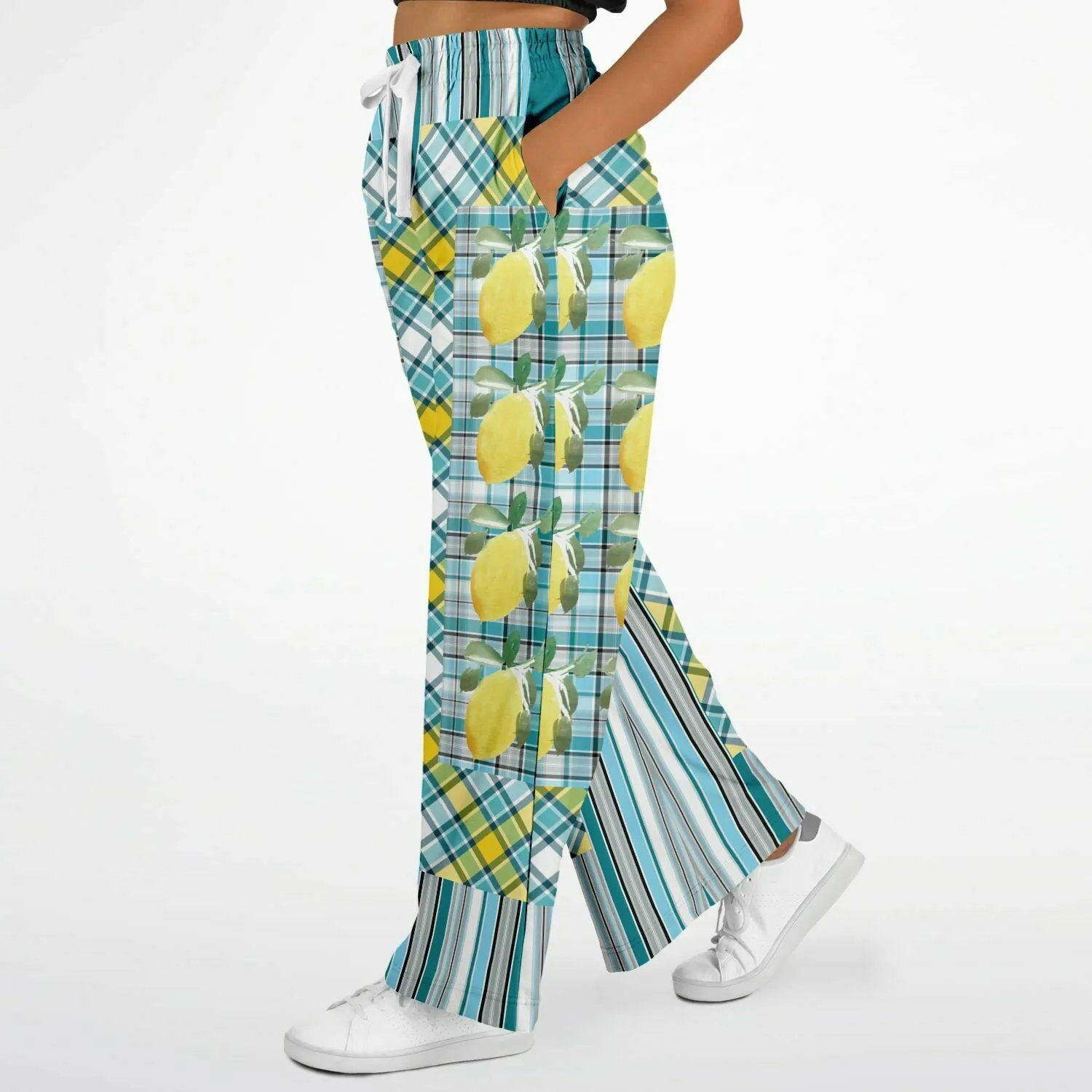 Lemon Zest Striped Eco-Poly Stretchy Phat Bellbottoms