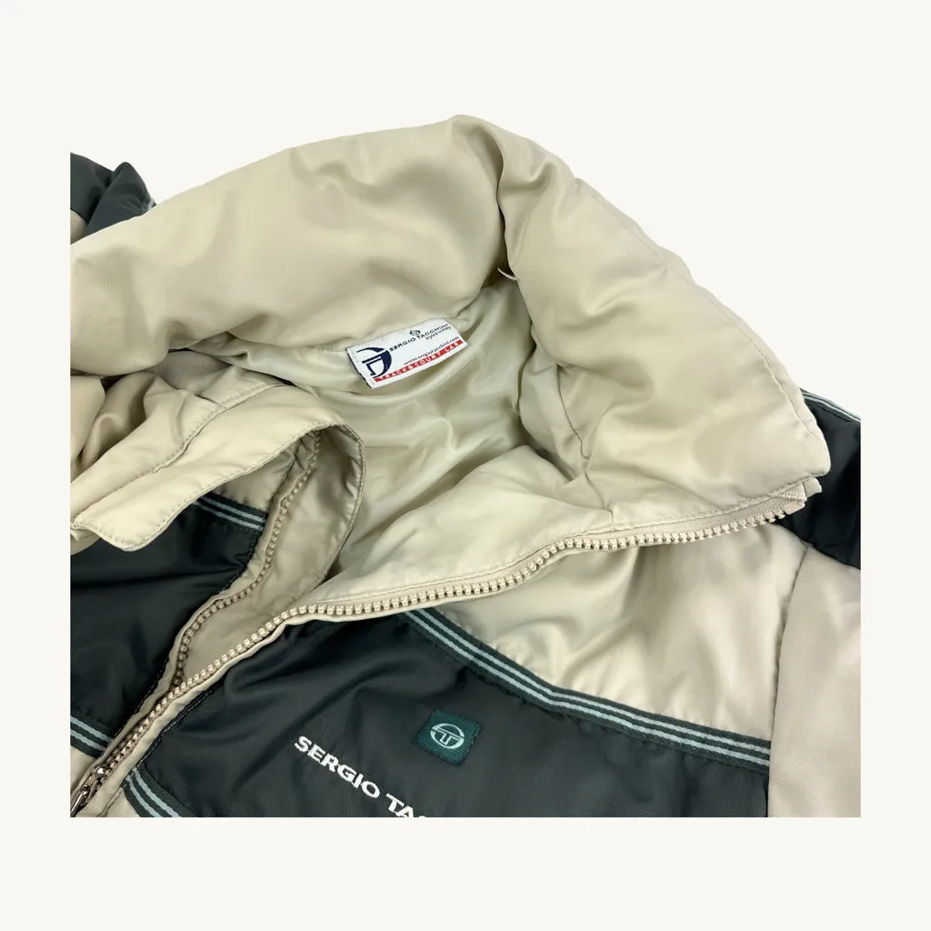 Light Grey 90s Sergio Tacchini Puffer Jacket Coat (M)