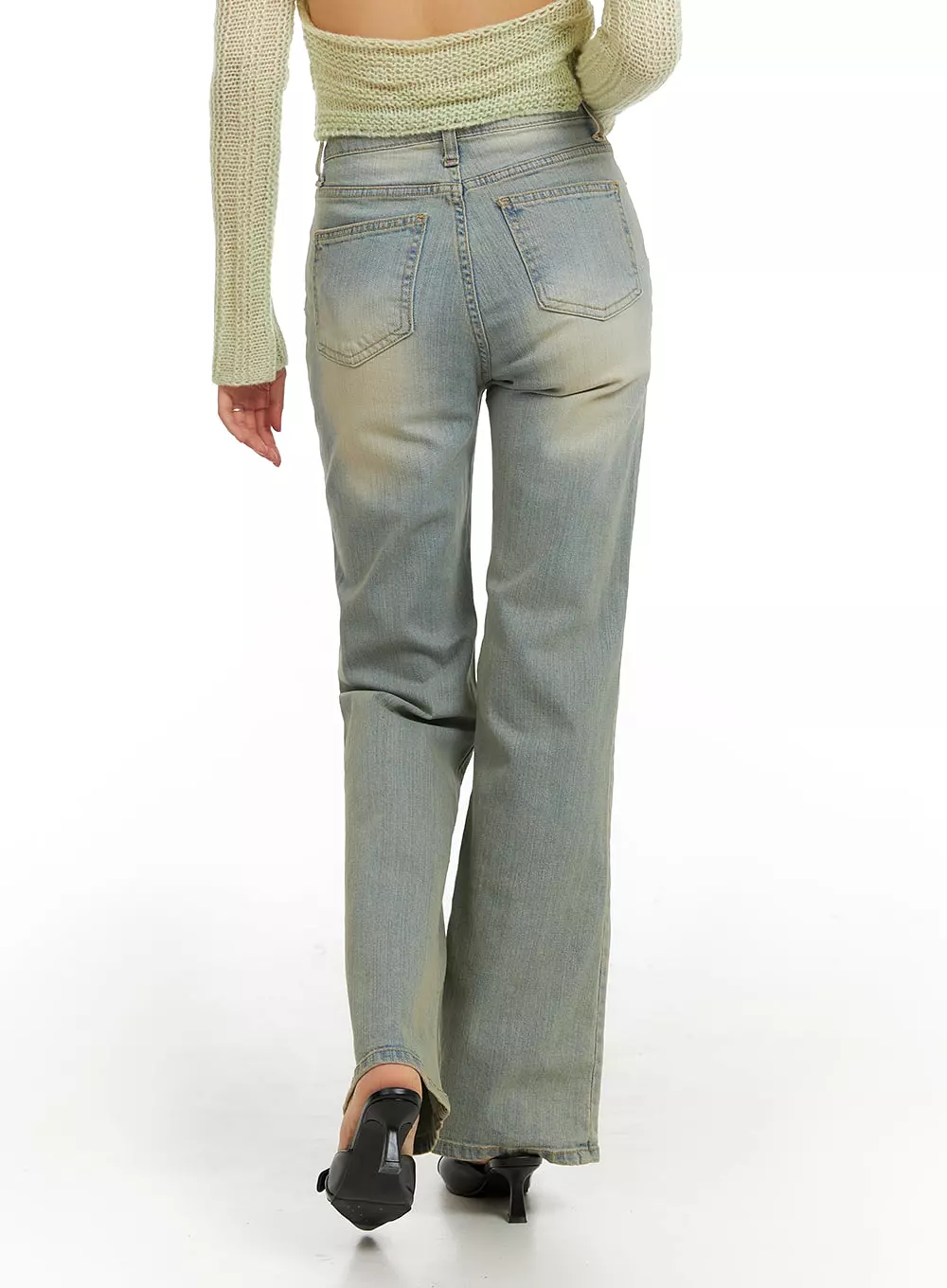 Light Washed Slim Bootcut Jeans IA417