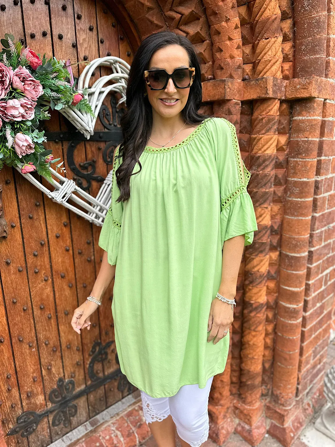 Lime Crochet Cold Shoulder Dress Monica