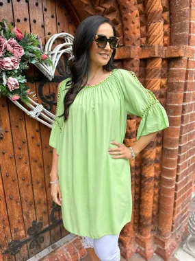 Lime Crochet Cold Shoulder Dress Monica