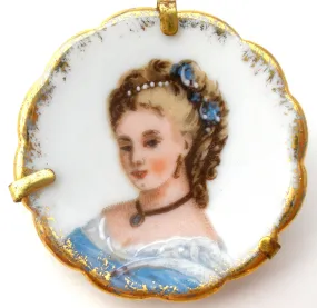 Limoges Hand Painted Porcelain Brooch Pin Vintage