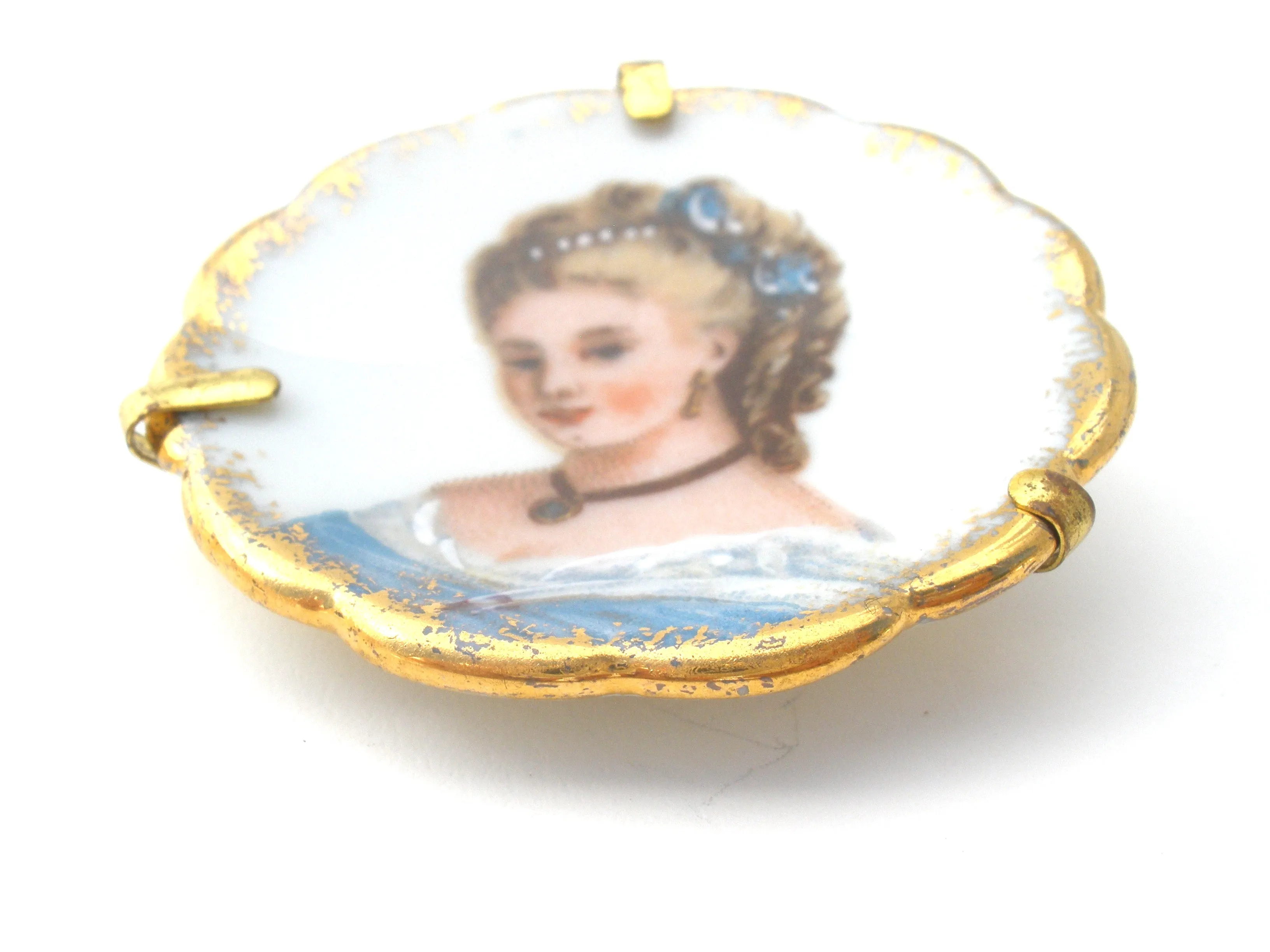 Limoges Hand Painted Porcelain Brooch Pin Vintage