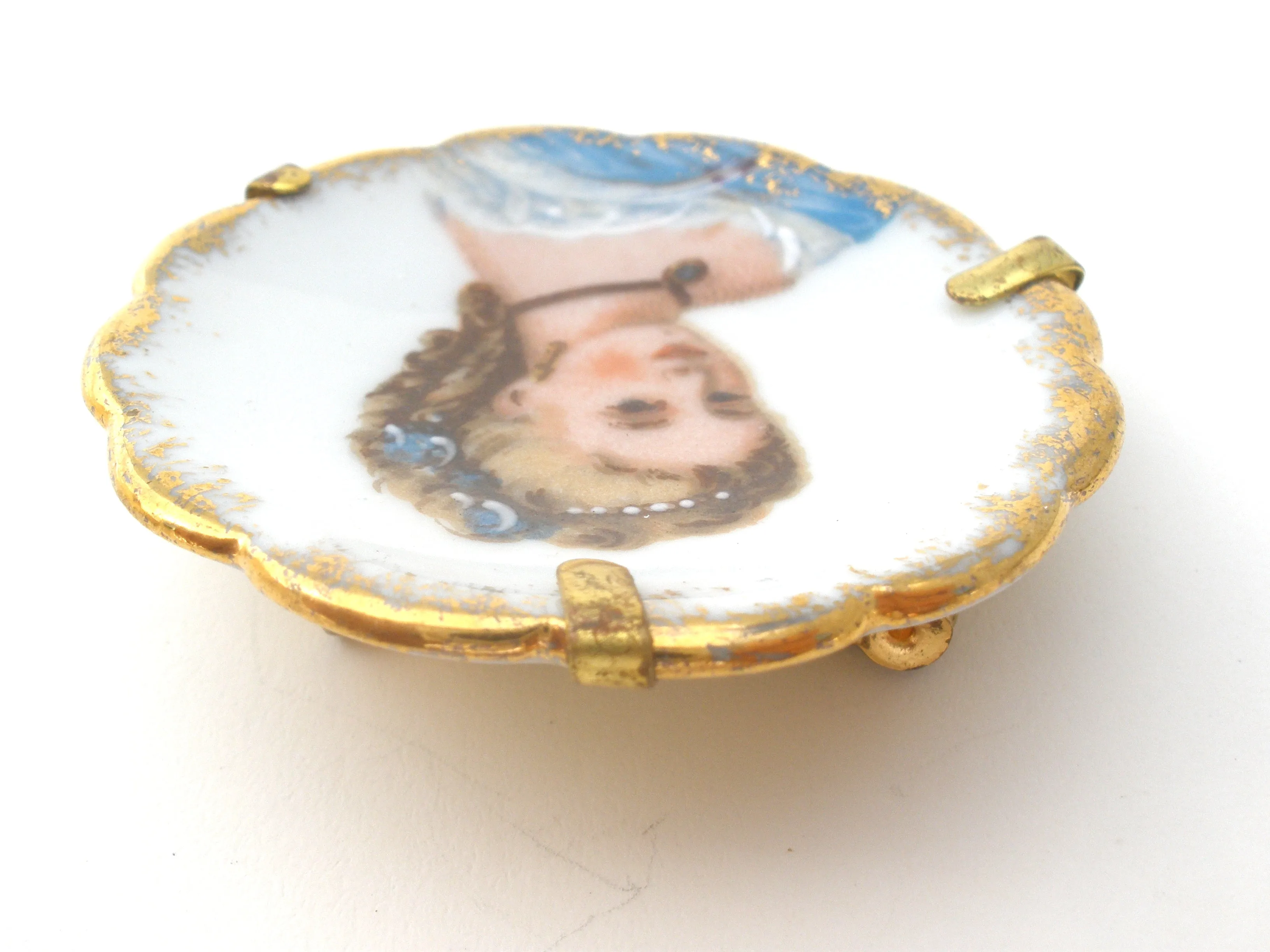 Limoges Hand Painted Porcelain Brooch Pin Vintage