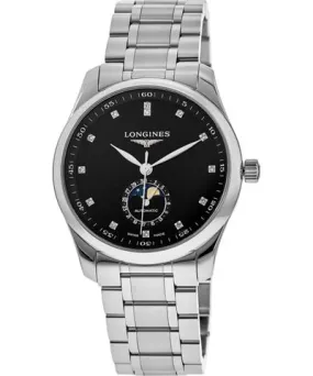 Longines Master Collection Moonphase Automatic Black Diamond Dial Stainless Steel Men's Watch L2.909.4.57.6